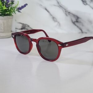 Moscot Lemtoch Sunglasses. 49□24 Red Frame, Black Lenses